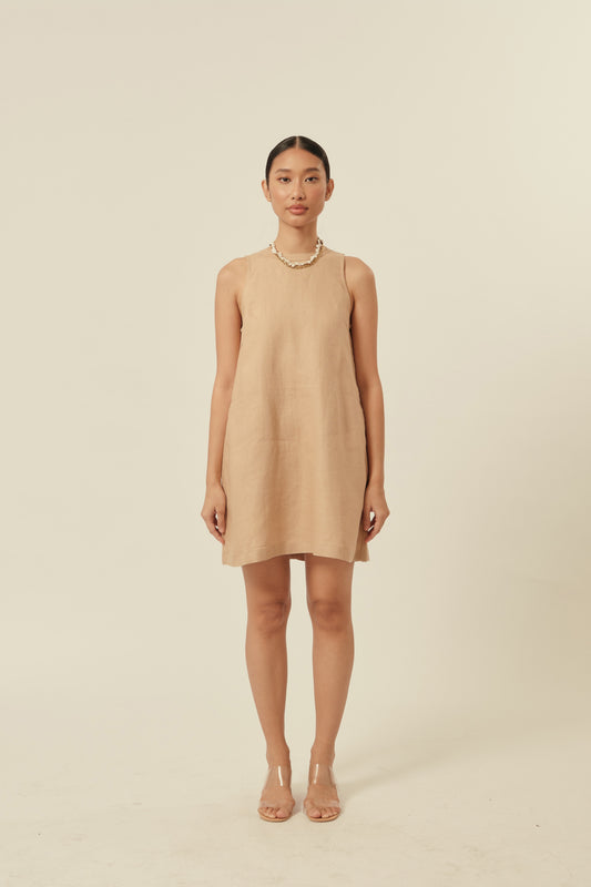 Aperitivo Dress in Biscuit with BOW